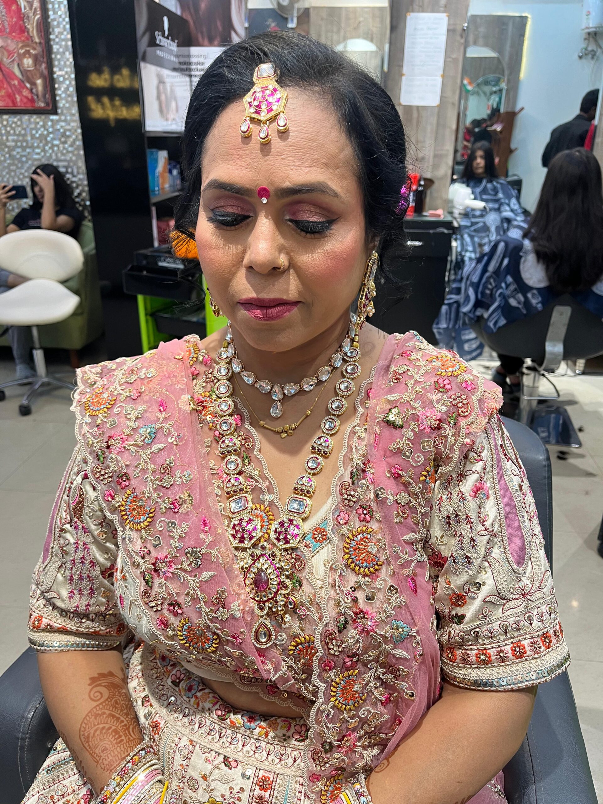 Aged client got makeup done